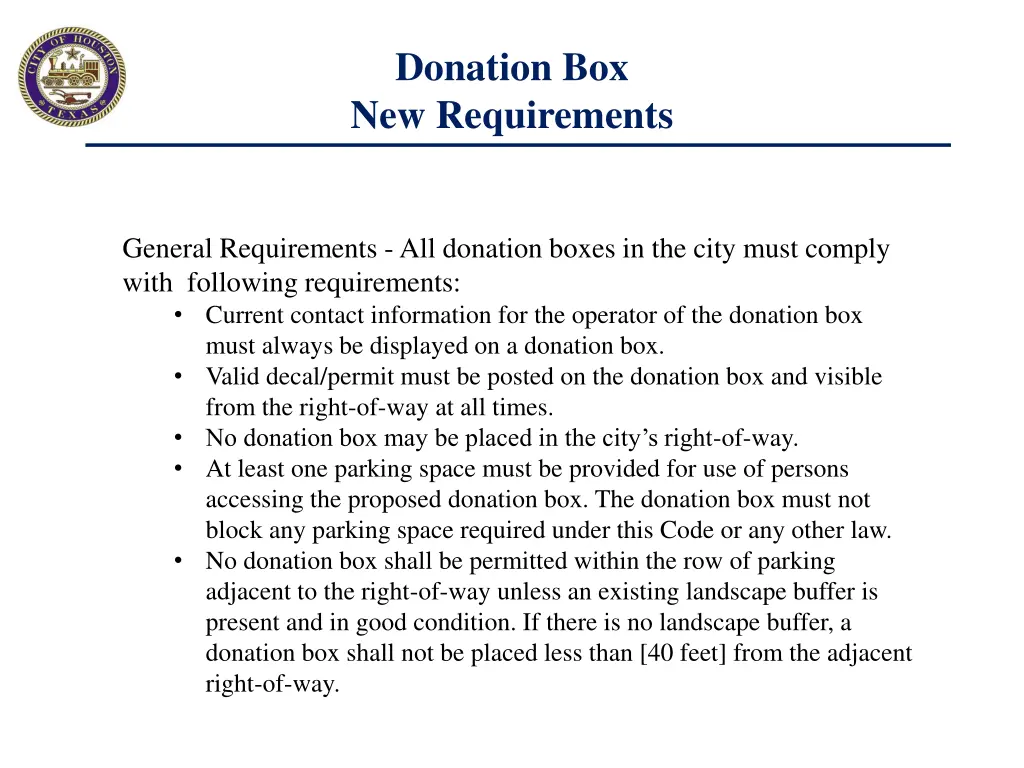 donation box new requirements