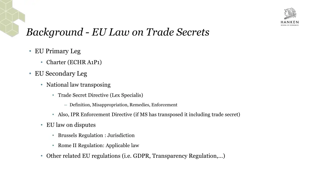 background eu law on trade secrets