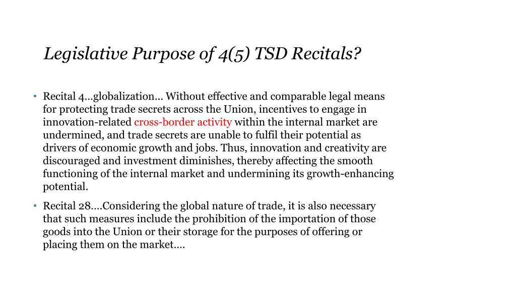 legislative purpose of 4 5 tsd recitals