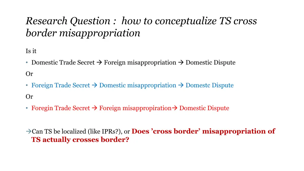 research question how to conceptualize ts cross