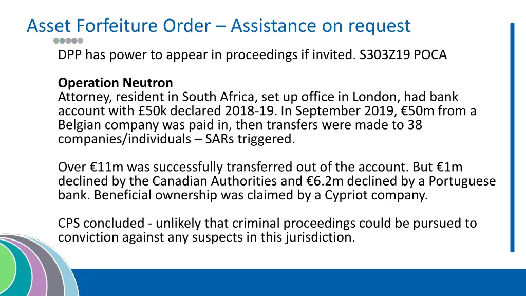 asset forfeiture order assistance on request