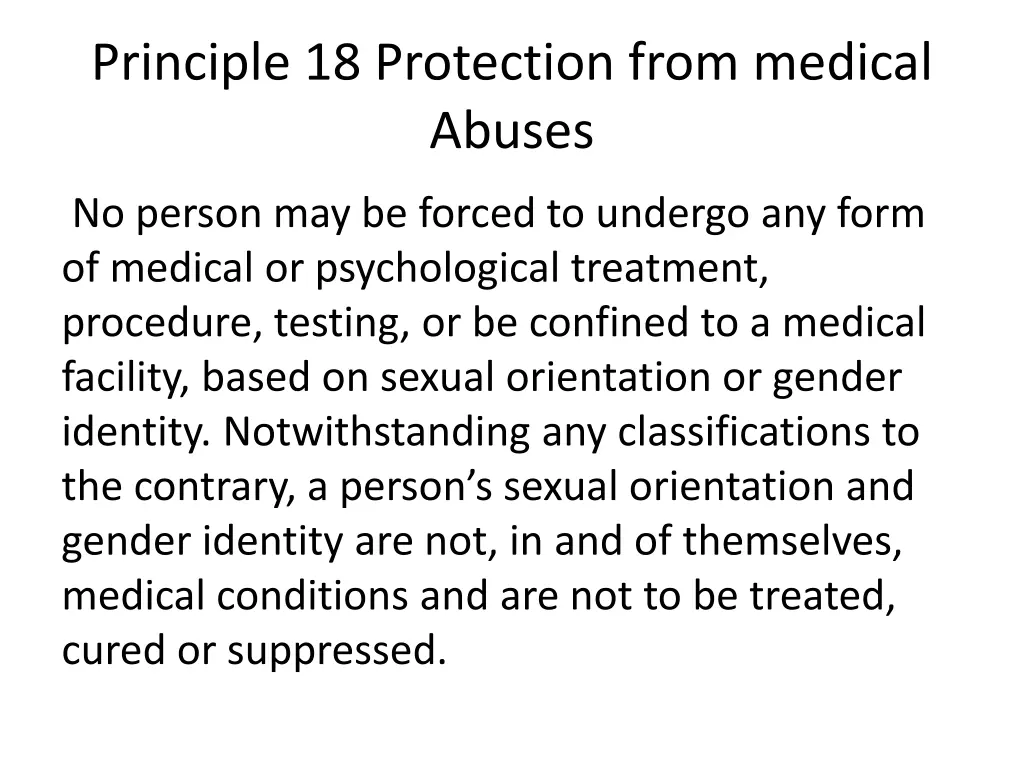 principle 18 protection from medical abuses