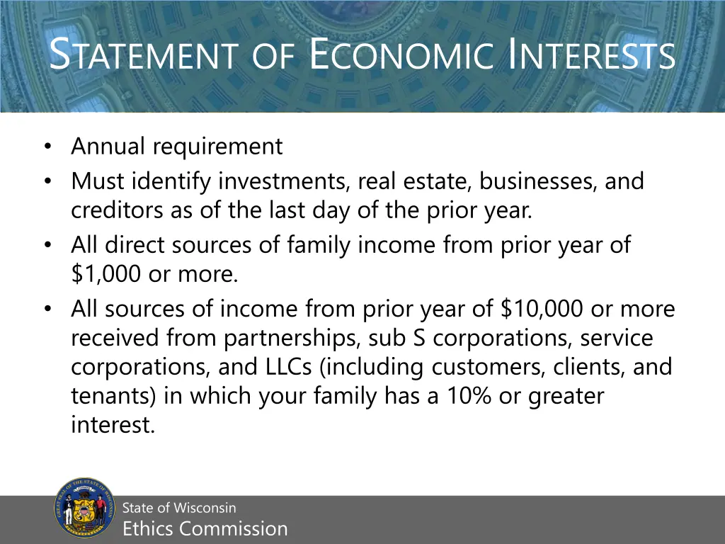 s tatement of e conomic i nterests