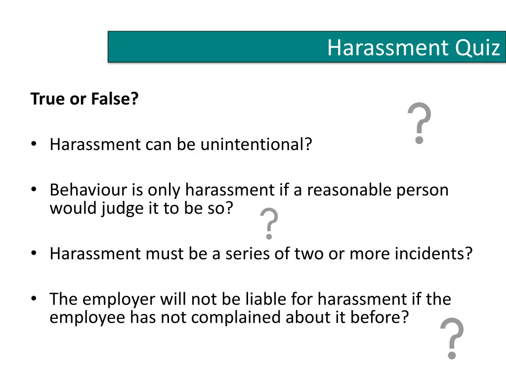 harassment quiz 1