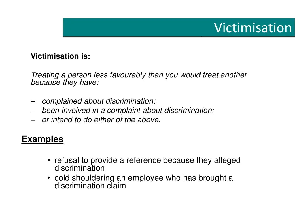 ictimisation examples