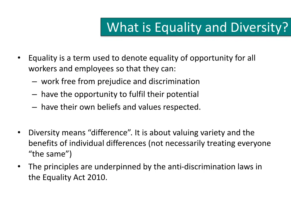 nd diverity what is equality and diversity