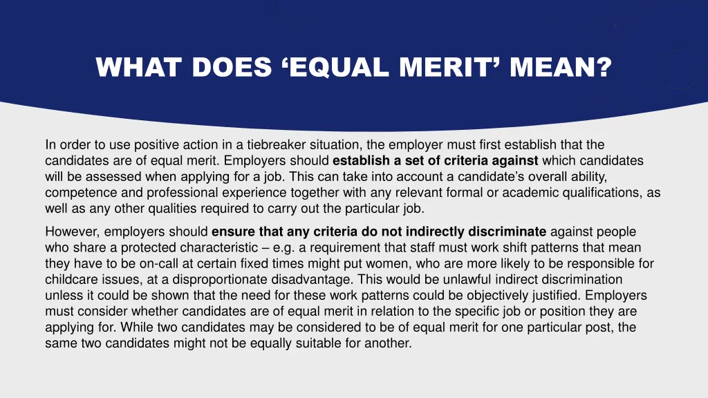 what does equal merit mean