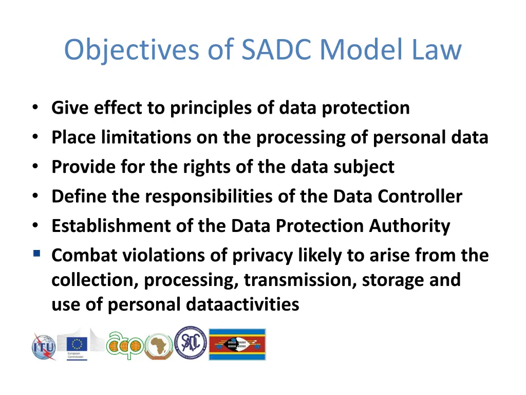 objectives of sadc model law