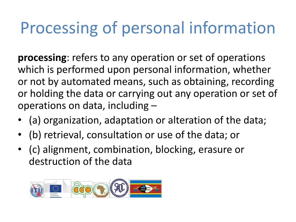 processing of personal information