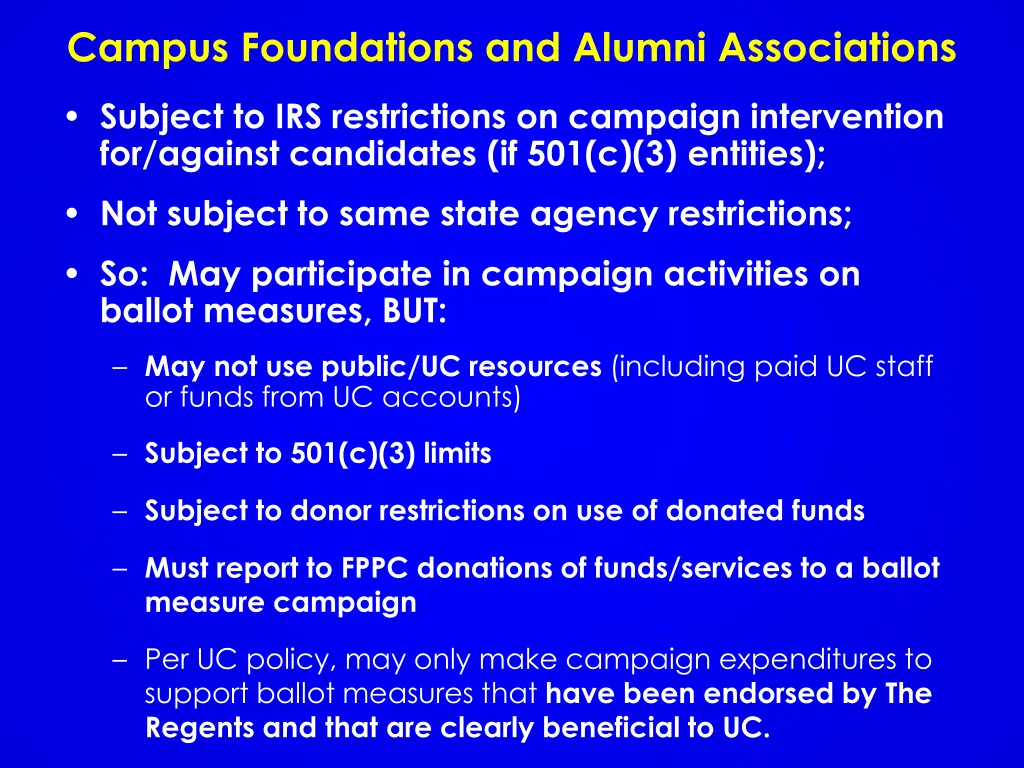 campus foundations and alumni associations