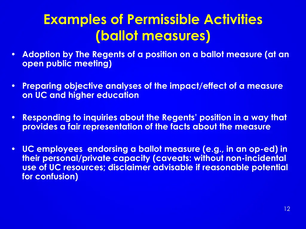 examples of permissible activities ballot measures