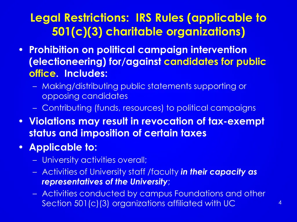 legal restrictions irs rules applicable