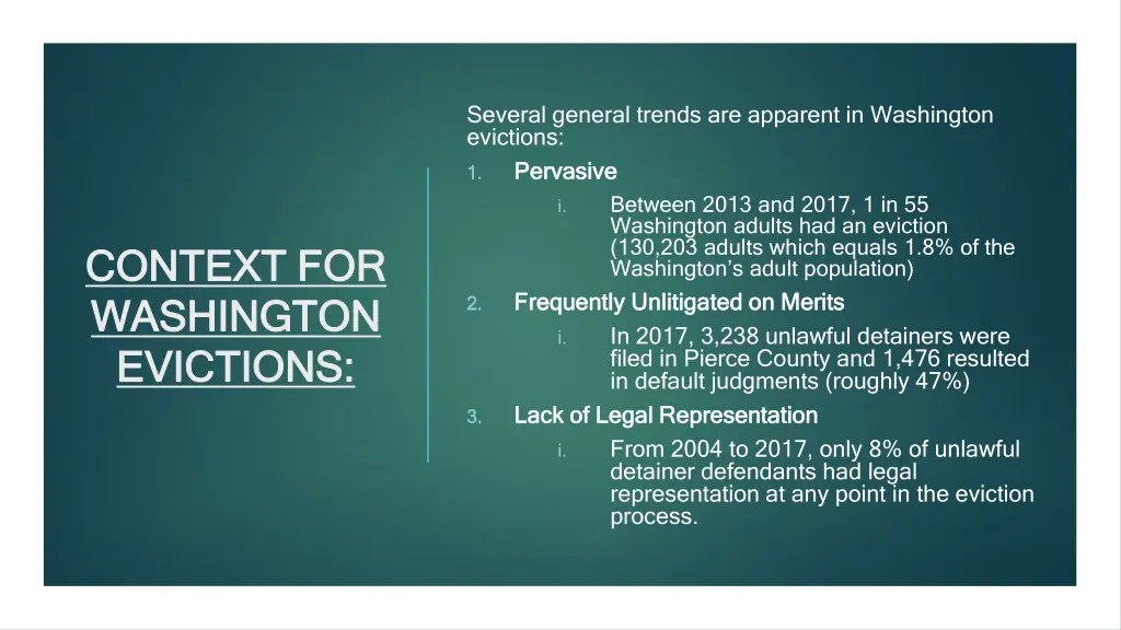 several general trends are apparent in washington