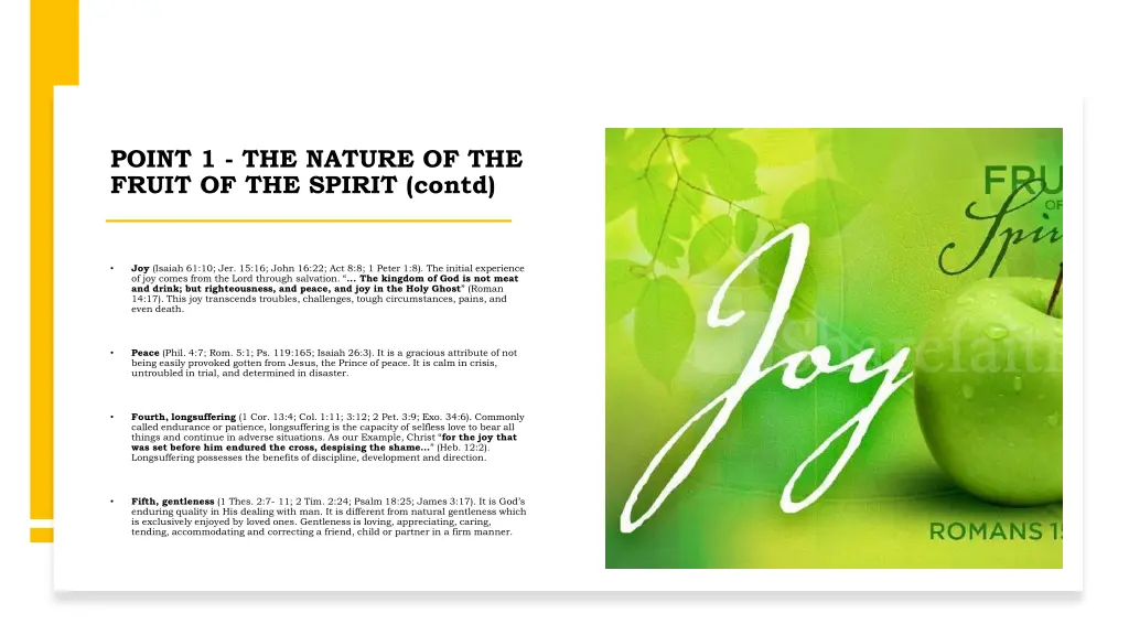 point 1 the nature of the fruit of the spirit 1