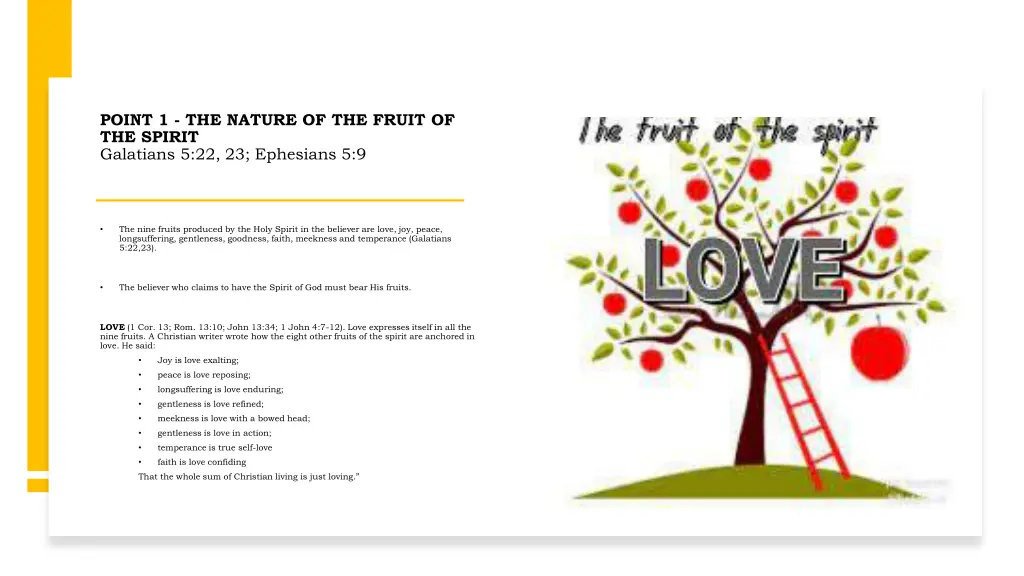 point 1 the nature of the fruit of the spirit