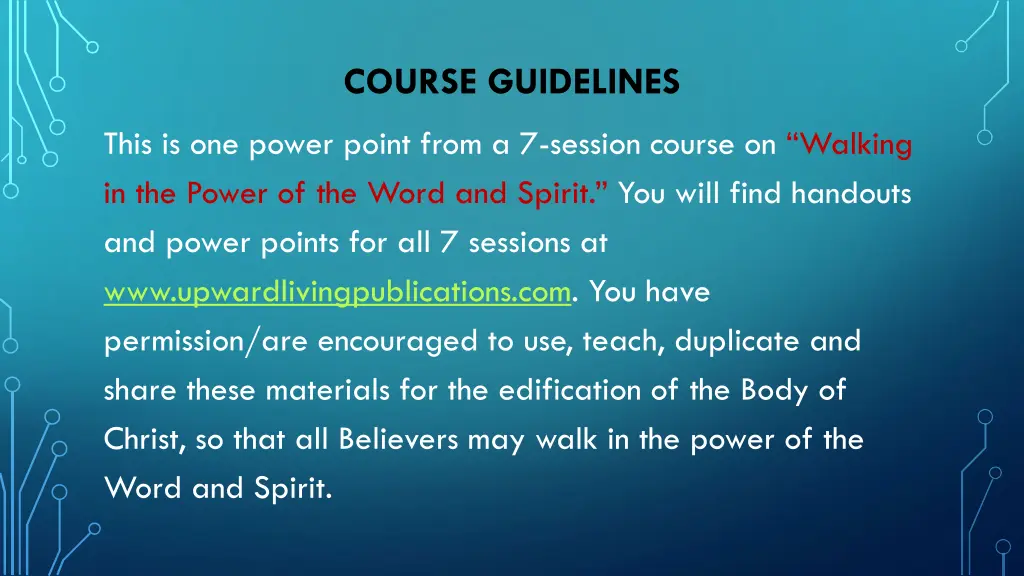 course guidelines