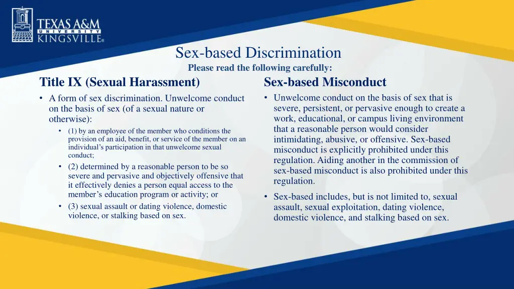 sex based discrimination please read