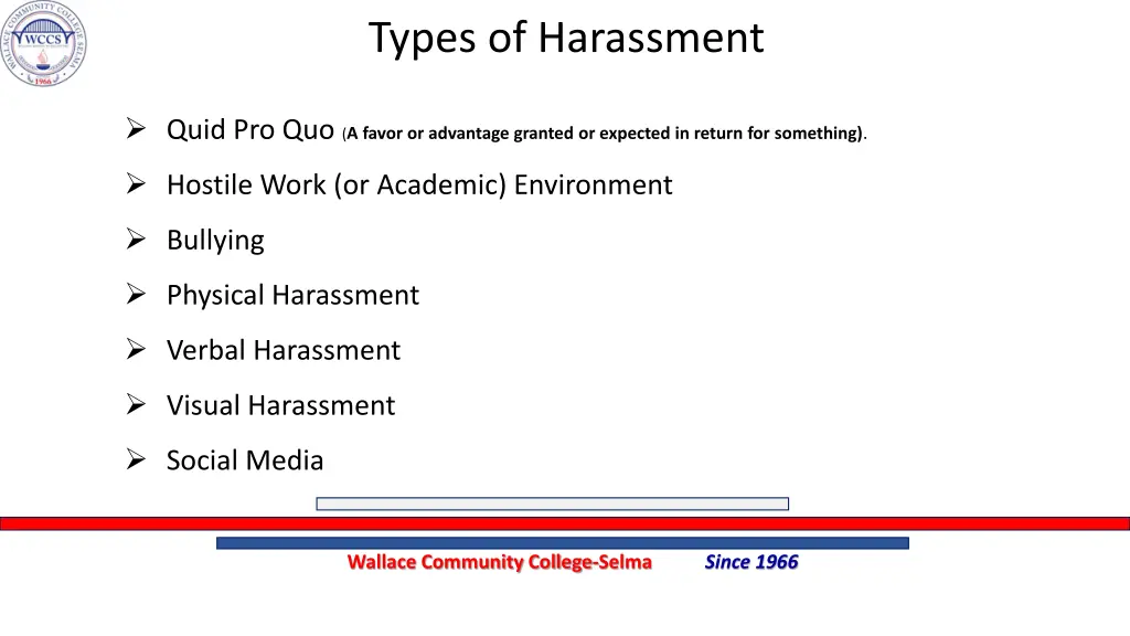 types of harassment 1