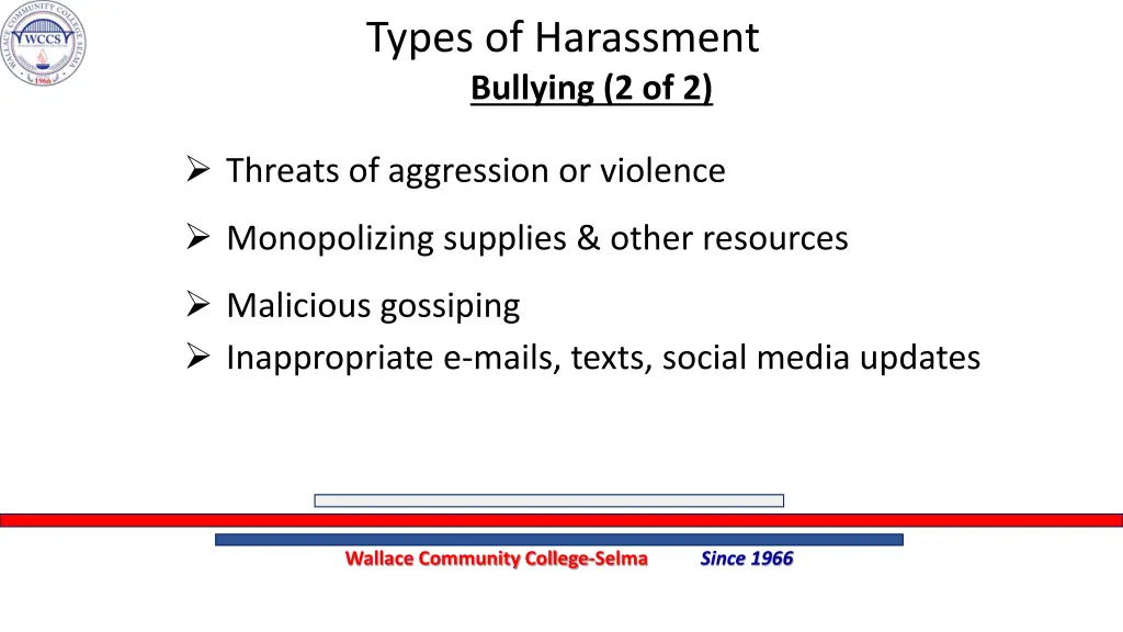 types of harassment bullying 2 of 2