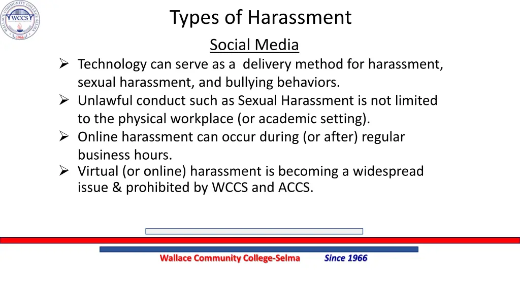 types of harassment social media