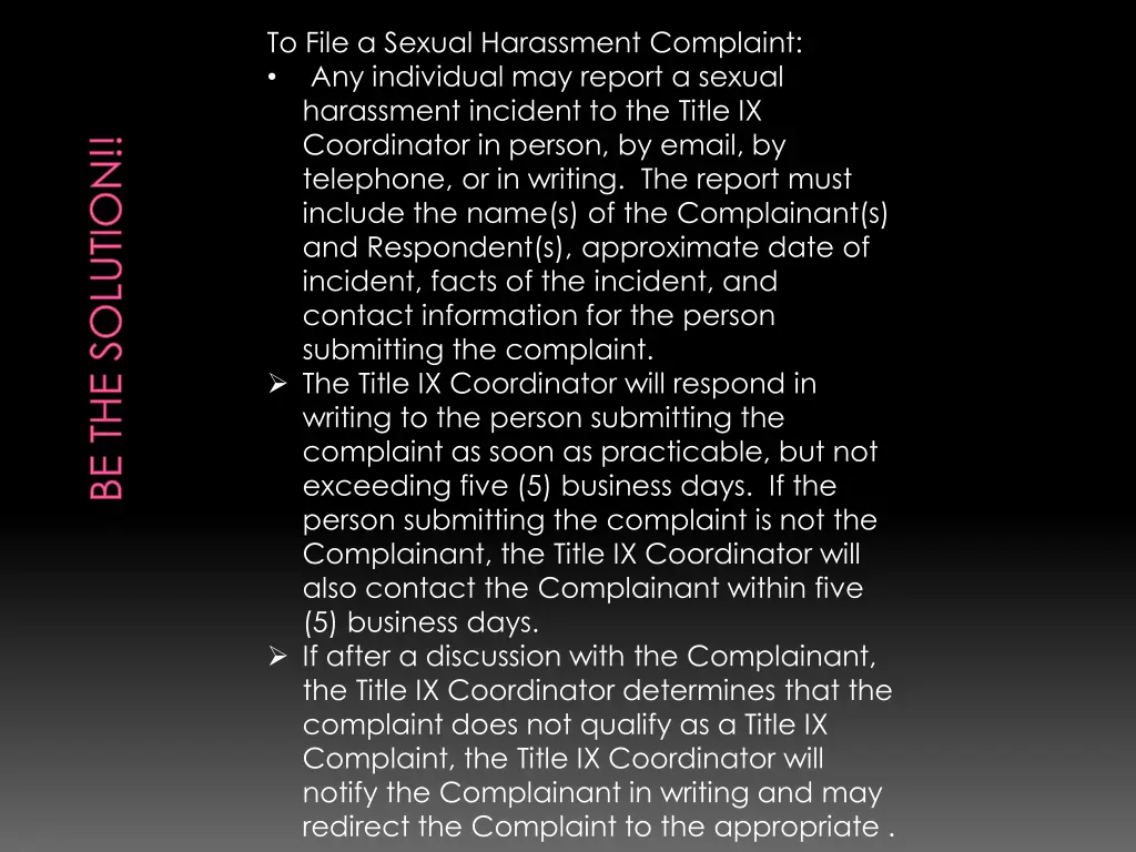 to file a sexual harassment complaint