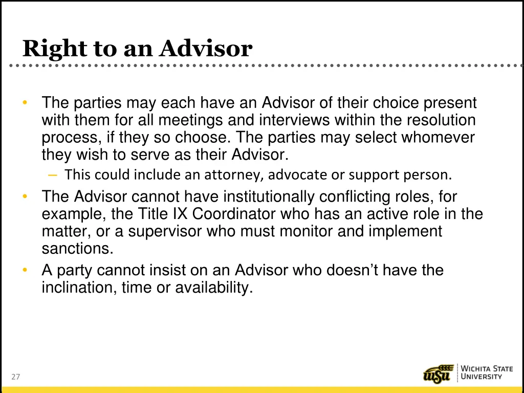 right to an advisor