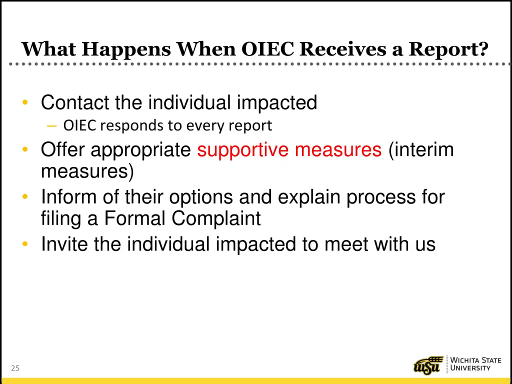 what happens when oiec receives a report