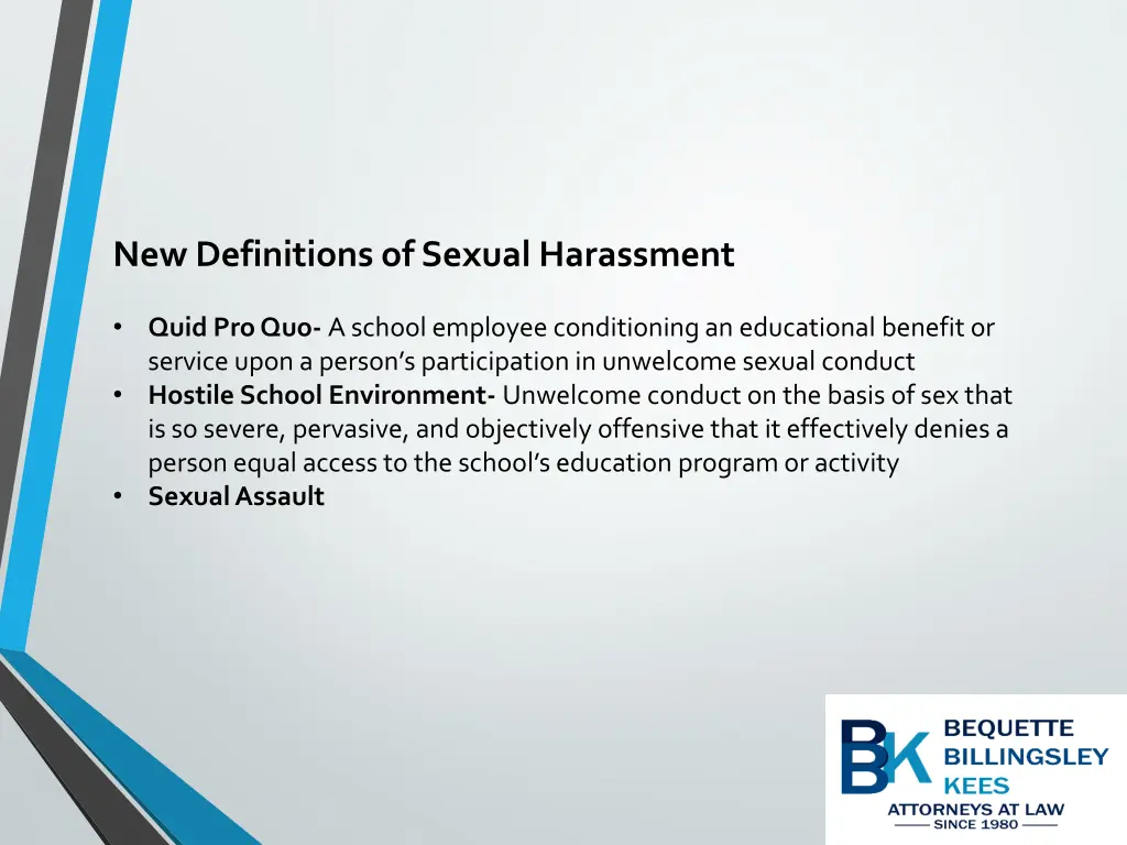 new definitions of sexual harassment