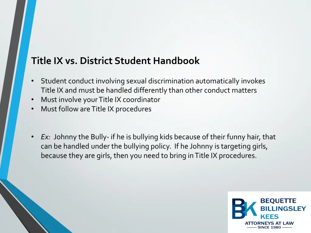 title ix vs district student handbook