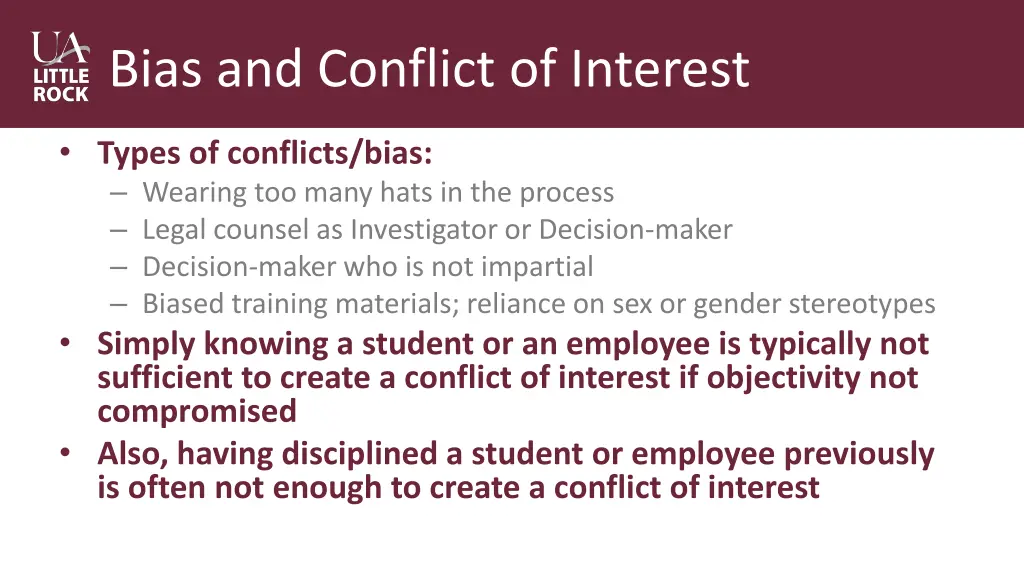 bias and conflict of interest