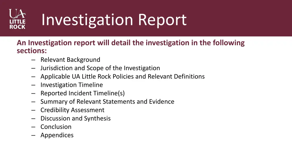 investigation report