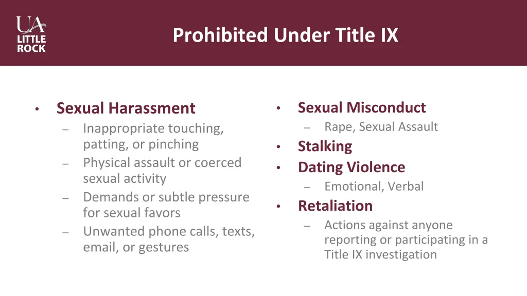 prohibited under title ix