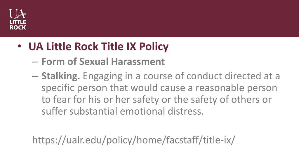 ua little rock title ix policy form of sexual