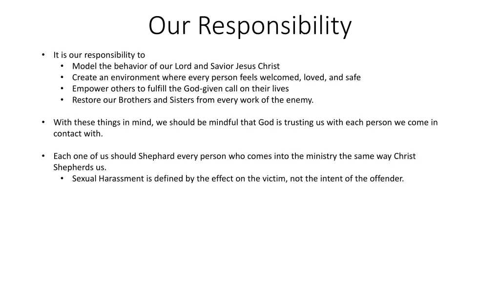 our responsibility