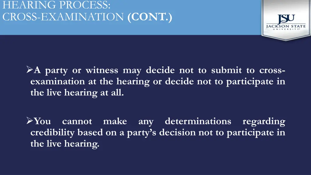 hearing process cross examination cont 1