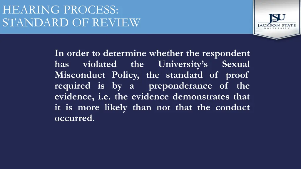 hearing process standard of review