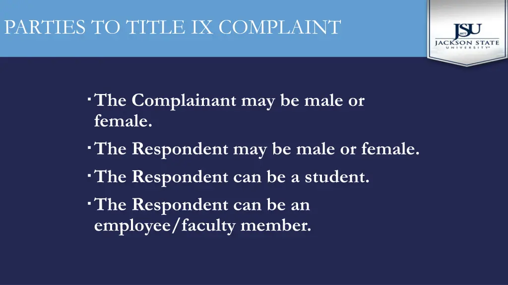 parties to title ix complaint