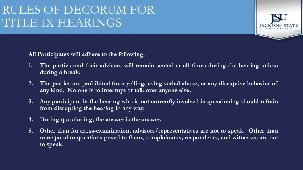 rules of decorum for title ix hearings