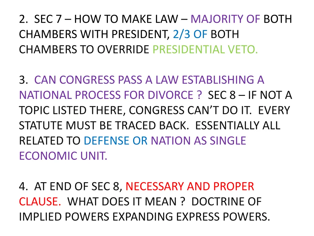 2 sec 7 how to make law majority of both chambers