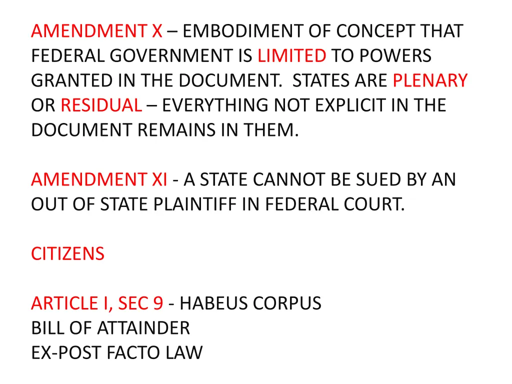 amendment x embodiment of concept that federal