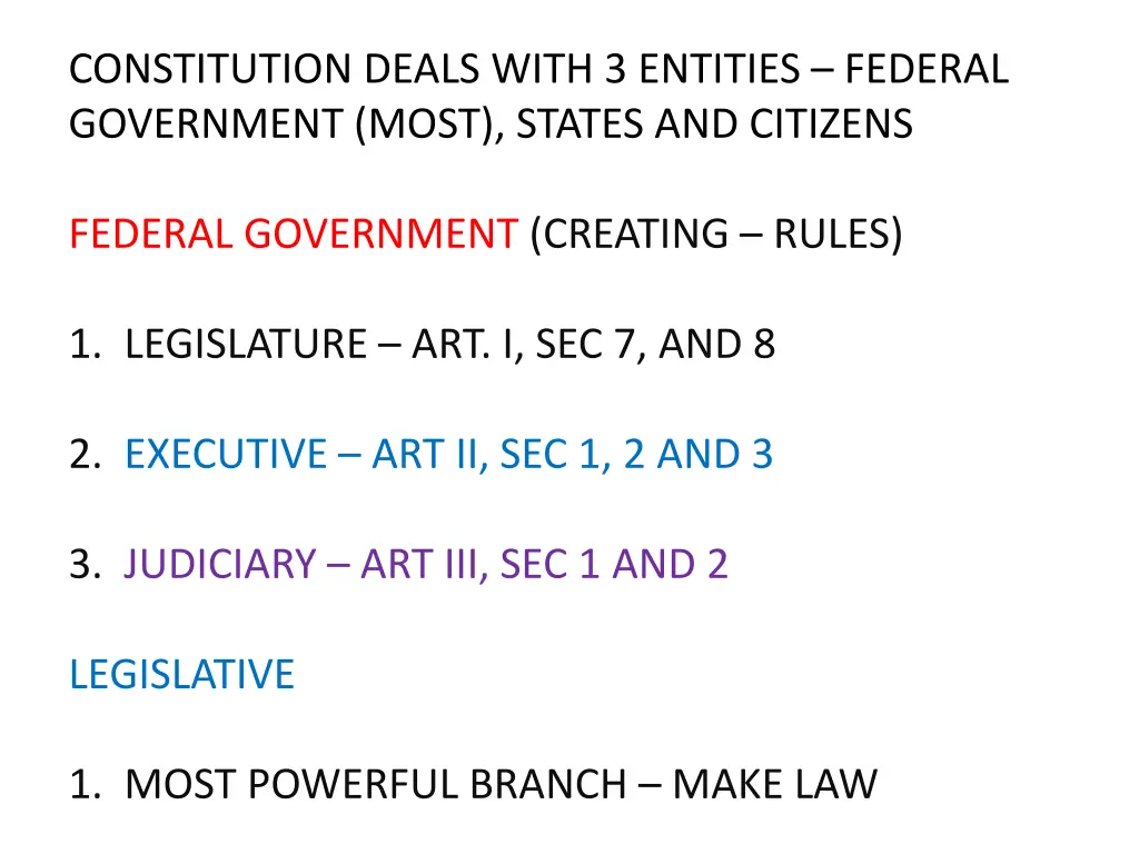 constitution deals with 3 entities federal