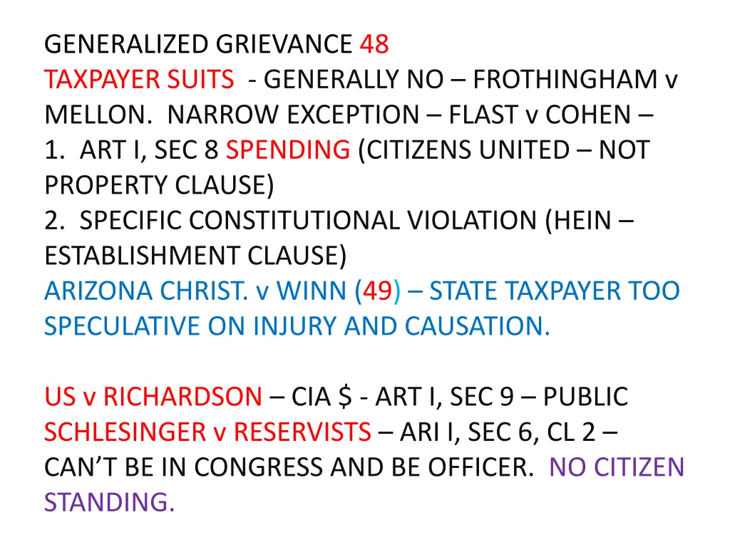 generalized grievance 48 taxpayer suits generally