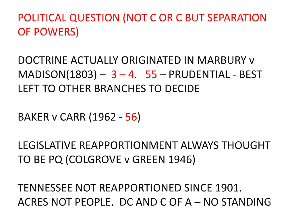 political question not c or c but separation