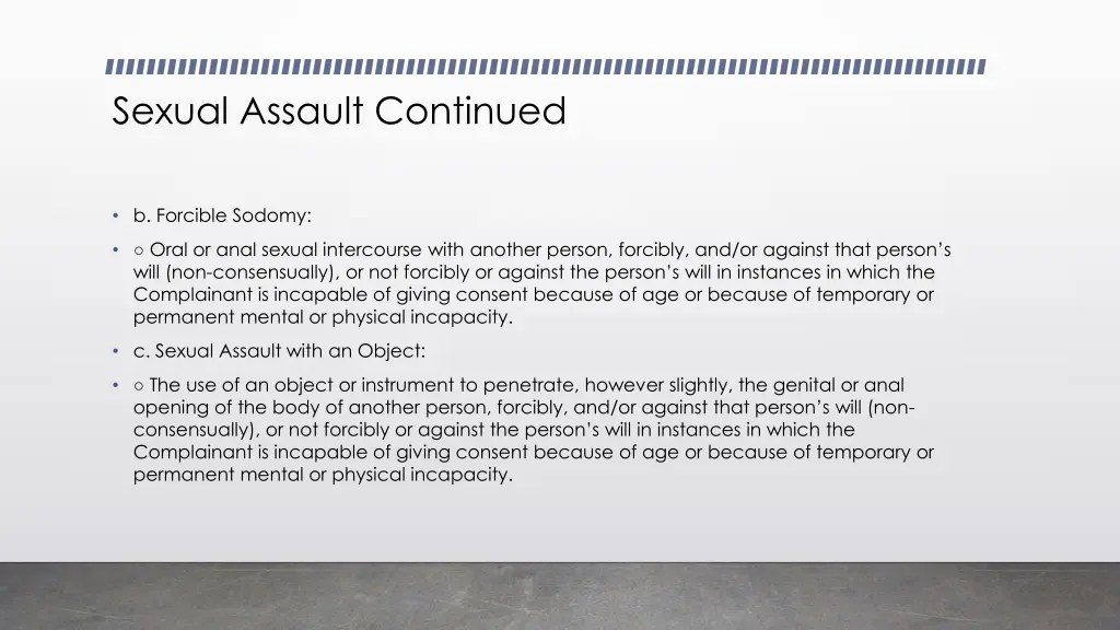 sexual assault continued