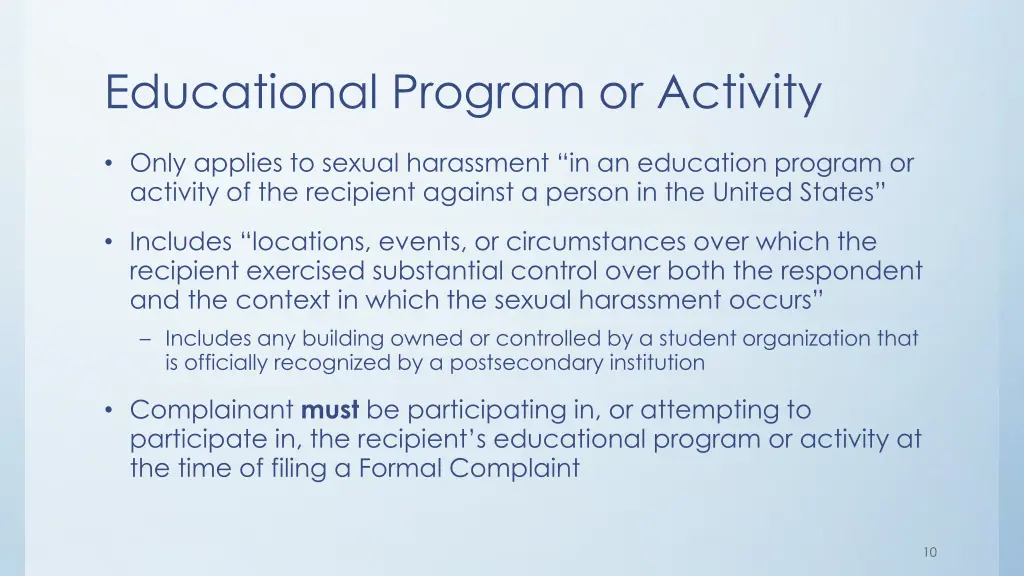 educational program or activity