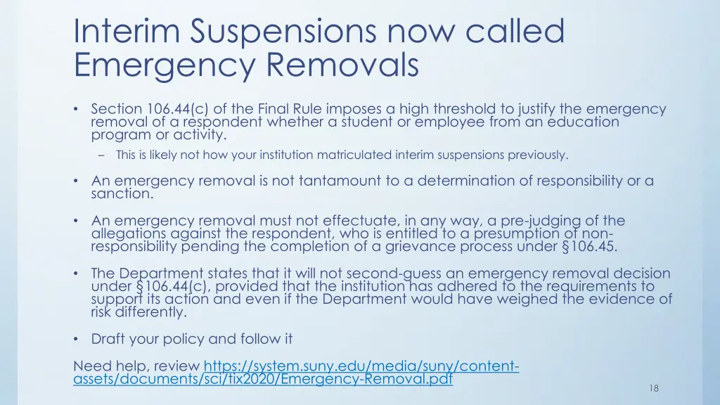 interim suspensions now called emergency removals