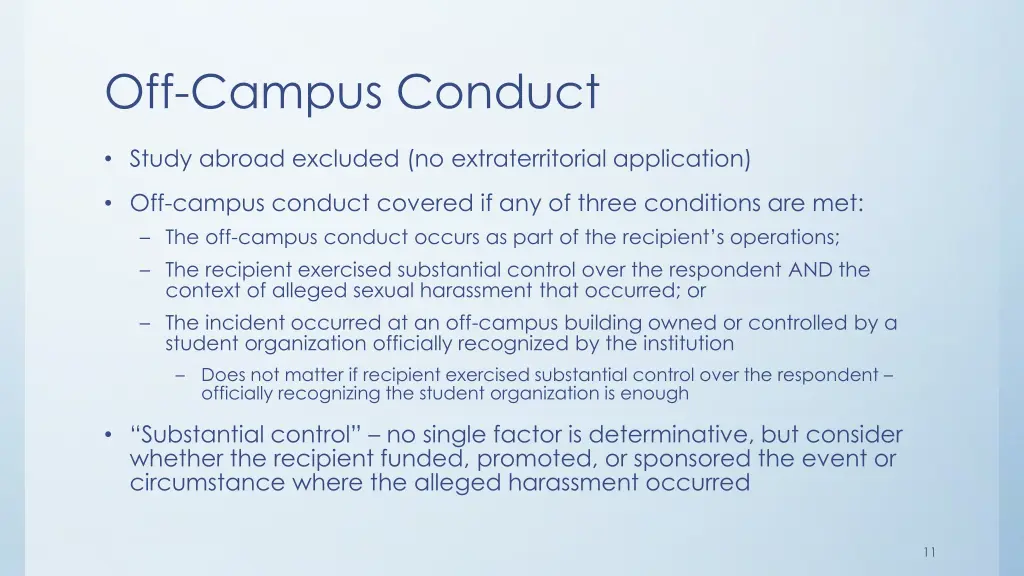 off campus conduct