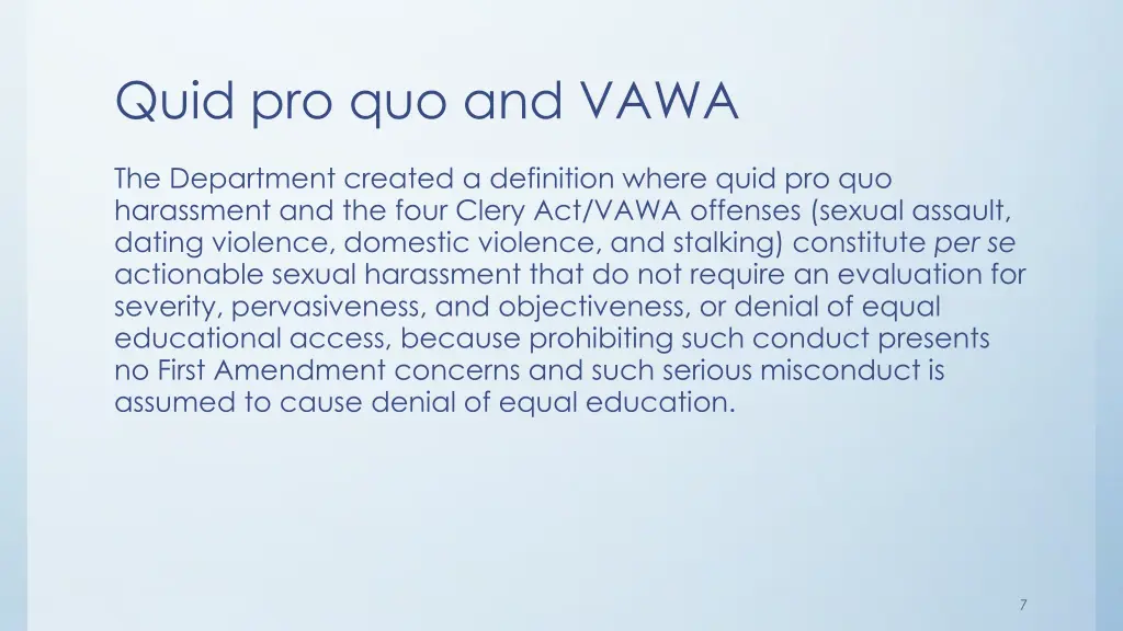 quid pro quo and vawa