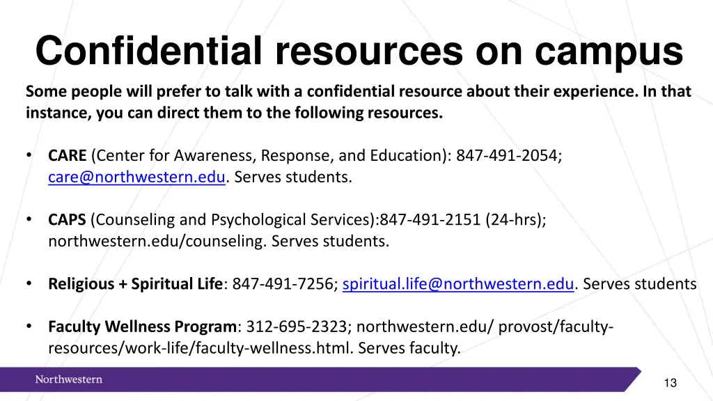 confidential resources on campus