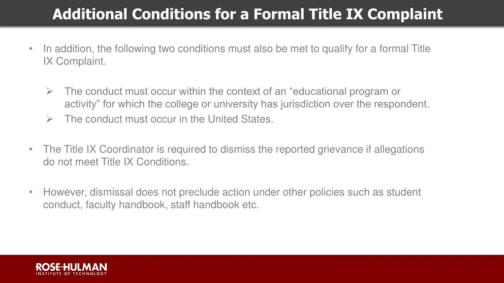 additional conditions for a formal title